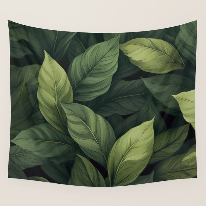 Lush Green Leaf Serenity Calm Garden Vibes Wall Tapestry Gallery Image 4