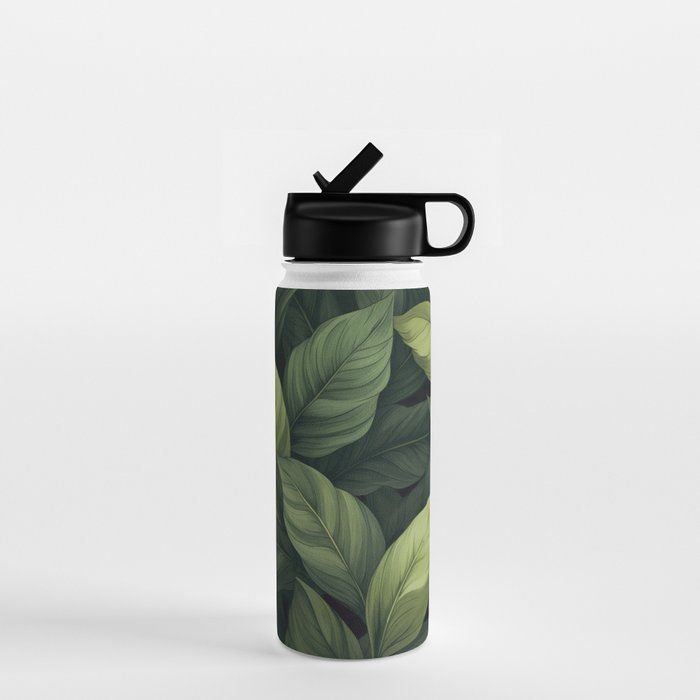 Lush Green Leaf Serenity Calm Garden Vibes Water Bottle Gallery Image 1