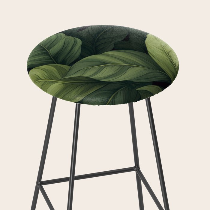 Lush Green Leaf Serenity Calm Garden Vibes Stool Gallery Image 2