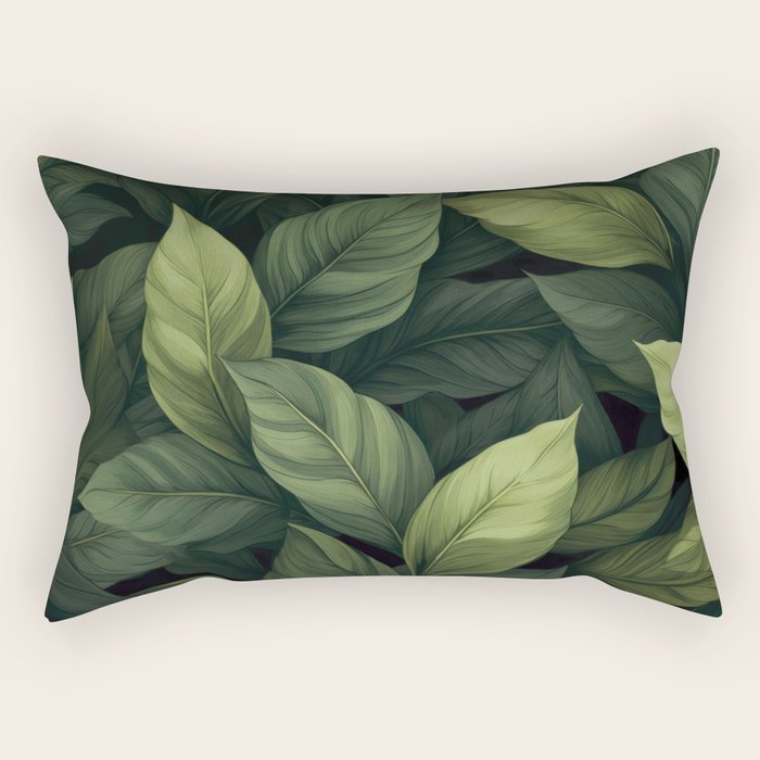 Lush Green Leaf Serenity Calm Garden Vibes Rectangular Pillow Gallery Image 1