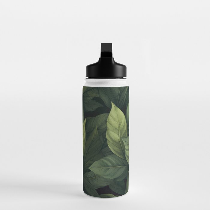 Lush Green Leaf Serenity Calm Garden Vibes Water Bottle Gallery Image 3