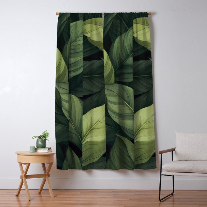 Lush Green Leaf Serenity Calm Garden Vibes Window Curtain Gallery Image 5