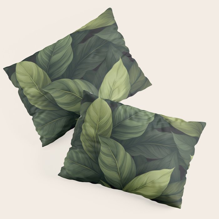 Lush Green Leaf Serenity Calm Garden Vibes Pillow Sham Gallery Image 1