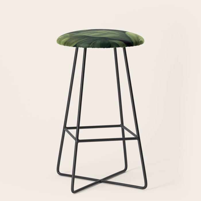 Lush Green Leaf Serenity Calm Garden Vibes Stool Gallery Image 1