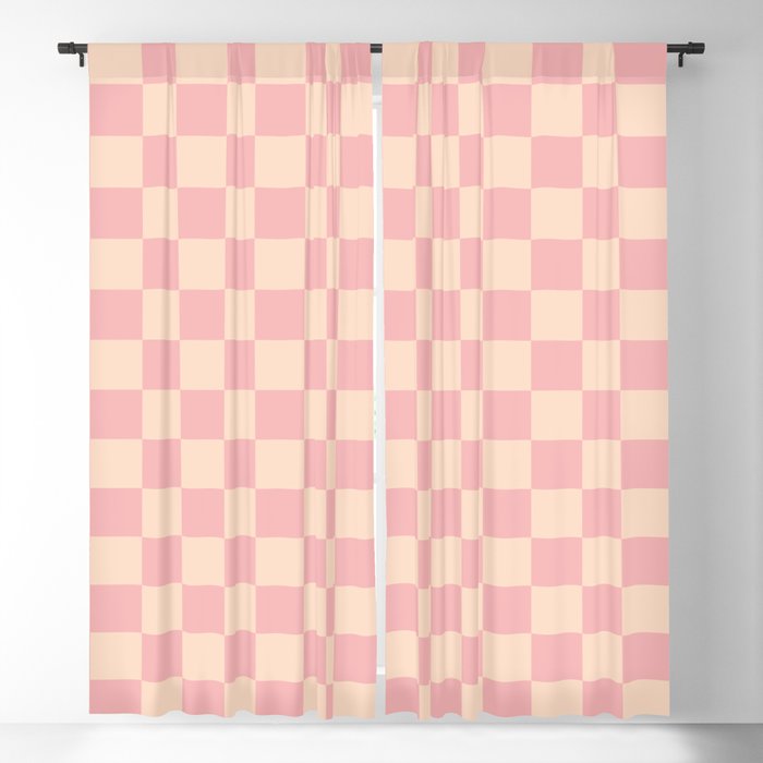 Checkerboard Check Checkered Pattern in Blush Pink and Cream Window Cu ...