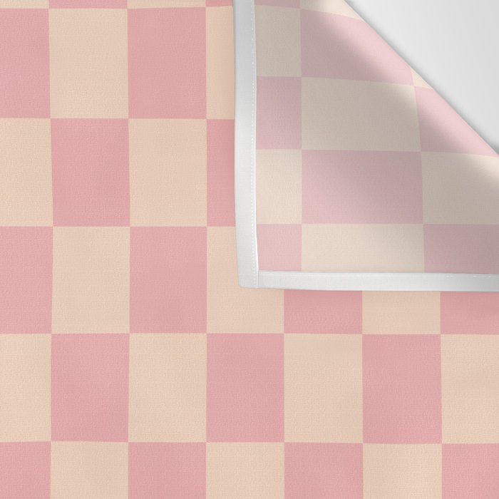 Checkerboard Check Checkered Pattern in Blush Pink and Cream Wall Tapestry Gallery Image 3