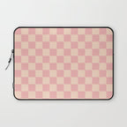Checkerboard Check Checkered Pattern in Blush Pink and Cream Laptop Sleeve Gallery Image 1