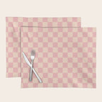 Checkerboard Check Checkered Pattern in Blush Pink and Cream Placemat Gallery Image 1