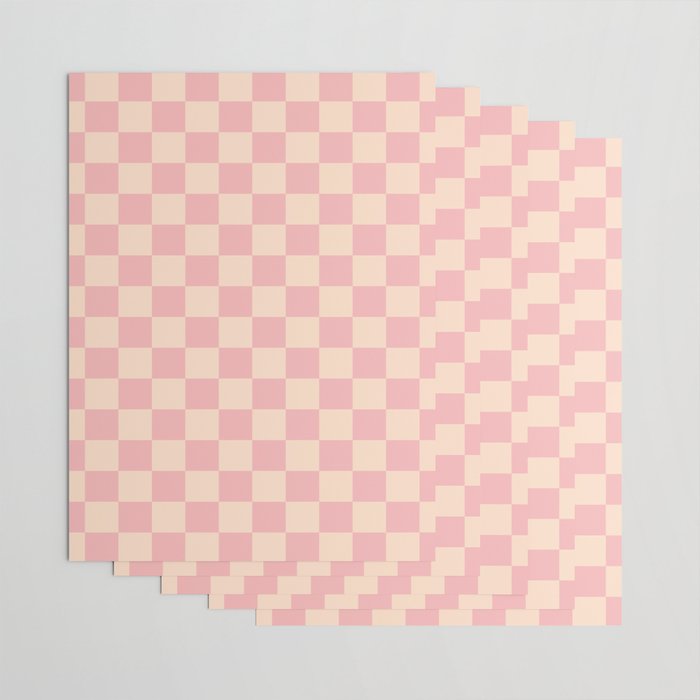 Checkerboard Check Checkered Pattern in Blush Pink and Cream Wrapping Paper Gallery Image 3