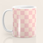 Checkerboard Check Checkered Pattern in Blush Pink and Cream Coffee Mug Gallery Image 3