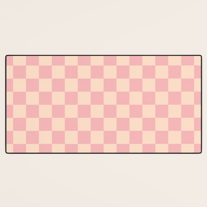Checkerboard Check Checkered Pattern in Blush Pink and Cream Desk Mat Gallery Image 3