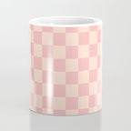 Checkerboard Check Checkered Pattern in Blush Pink and Cream Coffee Mug Gallery Image 4