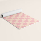 Checkerboard Check Checkered Pattern in Blush Pink and Cream Yoga Mat Gallery Image 2