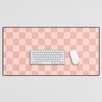 Checkerboard Check Checkered Pattern in Blush Pink and Cream Desk Mat Gallery Image 1