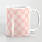 Checkerboard Check Checkered Pattern in Blush Pink and Cream Coffee Mug Gallery Image 1