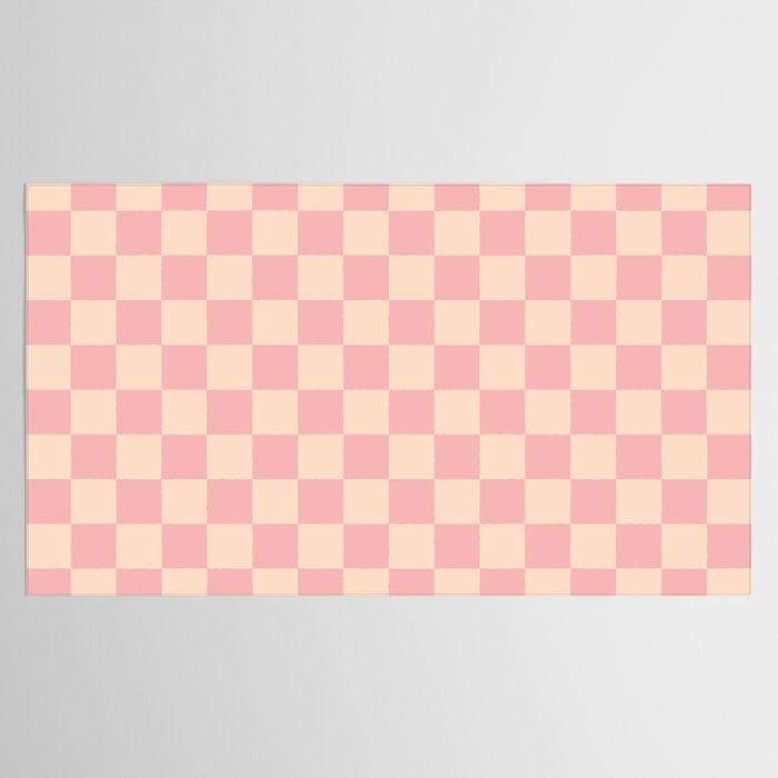 Checkerboard Check Checkered Pattern in Blush Pink and Cream Tablecloth Gallery Image 2