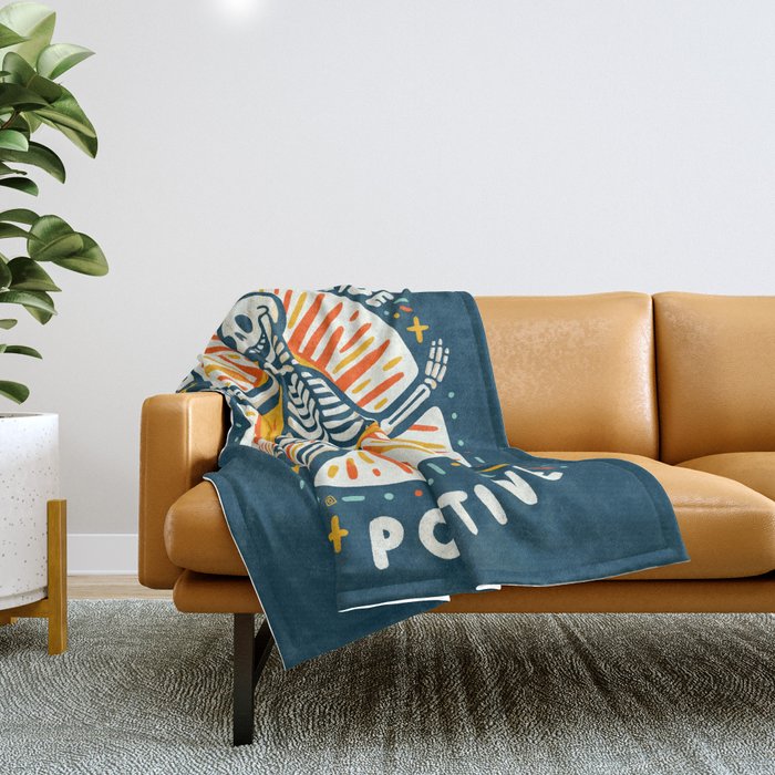 Dead inside but Positive - embrace your inner optimist Throw Blanket Gallery Image 1