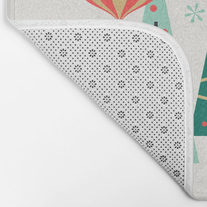 Retro Christmas Card Theme - Plain White Bath Mat Gallery Image 2