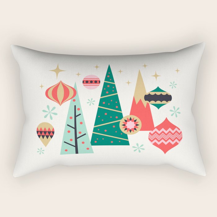 Retro Christmas Card Theme - Plain White Rectangular Pillow Gallery Image 2