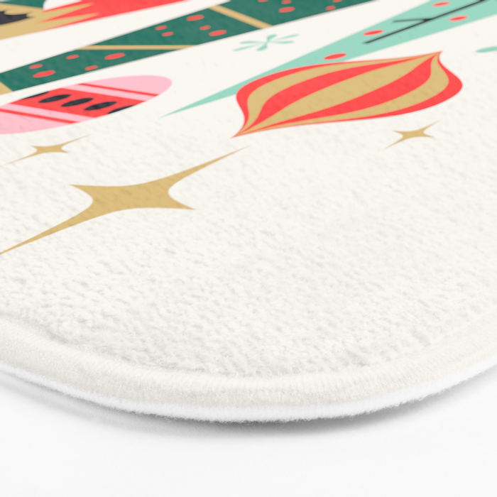 Retro Christmas Card Theme - Plain White Bath Mat Gallery Image 3
