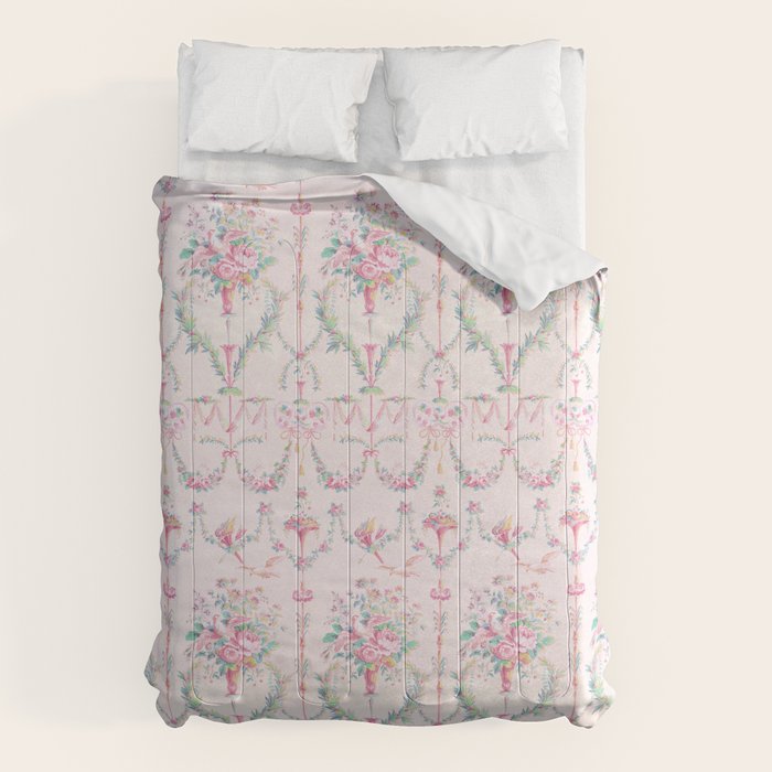 French wallpaper, birds and floral swags Comforter Gallery Image 1