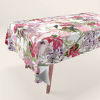 Vintage & Shabby Chic Pink Cockatoo Tropical Flower Jungle Tablecloth Gallery Image 1