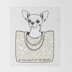 He Who Should Not Be Bagged | Cute Dog Chihuahua Fashion Quote Line Art, Pet Animal Movie Pun Funny, Typography Letters Phrase Dialogue Words, Contemporary Modern Minimal Patterned Bag Throw Blanket Gallery Image 2