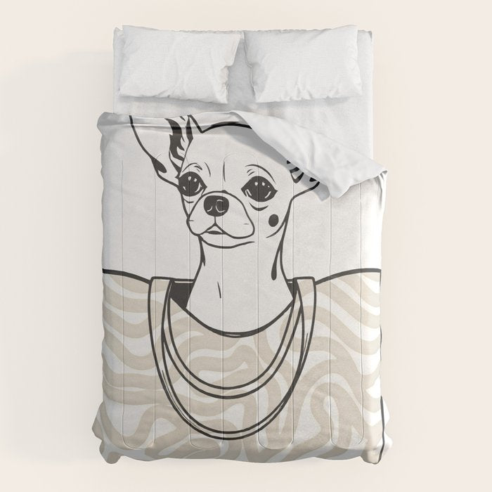 He Who Should Not Be Bagged | Cute Dog Chihuahua Fashion Quote Line Art, Pet Animal Movie Pun Funny, Typography Letters Phrase Dialogue Words, Contemporary Modern Minimal Patterned Bag Comforter Gallery Image 6