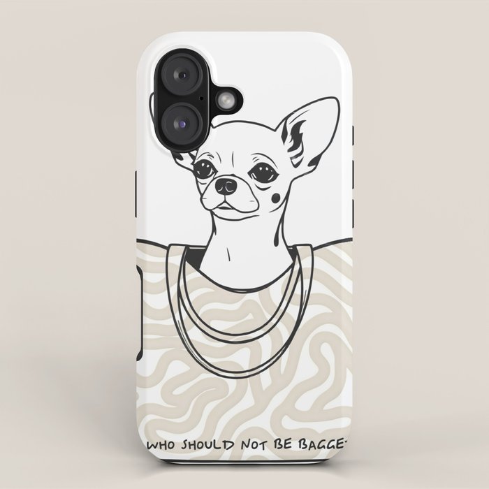 He Who Should Not Be Bagged | Cute Dog Chihuahua Fashion Quote Line Art, Pet Animal Movie Pun Funny, Typography Letters Phrase Dialogue Words, Contemporary Modern Minimal Patterned Bag iPhone Case Gallery Image 1
