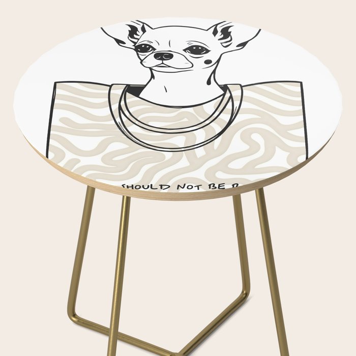 He Who Should Not Be Bagged | Cute Dog Chihuahua Fashion Quote Line Art, Pet Animal Movie Pun Funny, Typography Letters Phrase Dialogue Words, Contemporary Modern Minimal Patterned Bag Side Table Gallery Image 2