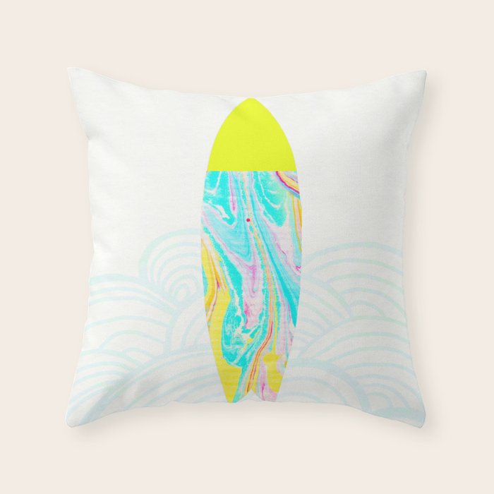 psychedelic surf Throw Pillow Gallery Image 6