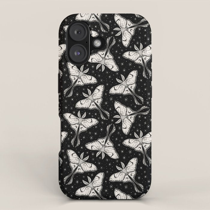 Luna Moth In Black and White iPhone Case Gallery Image 1