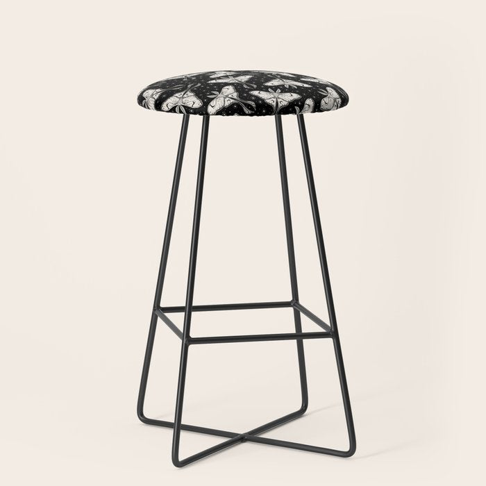 Luna Moth In Black and White Stool Gallery Image 1