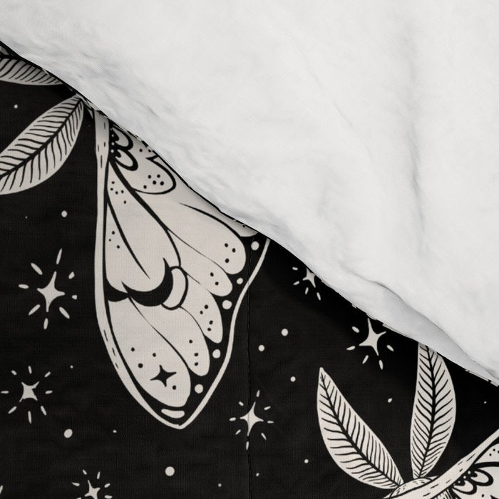 Luna Moth In Black and White Comforter Gallery Image 4