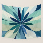 Blooming in Floral Blue and Green Wall Tapestry Gallery Image 4