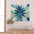Blooming in Floral Blue and Green Wall Tapestry Gallery Image 2