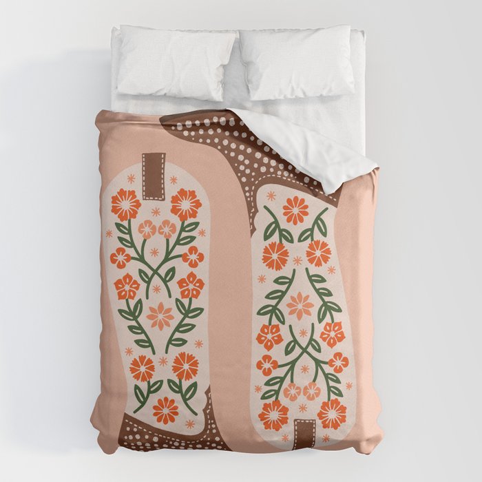 Cowgirl Boots - Orange and Green Duvet Cover Gallery Image 6