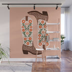 Cowgirl Boots - Orange and Green Wall Mural Gallery Image 1