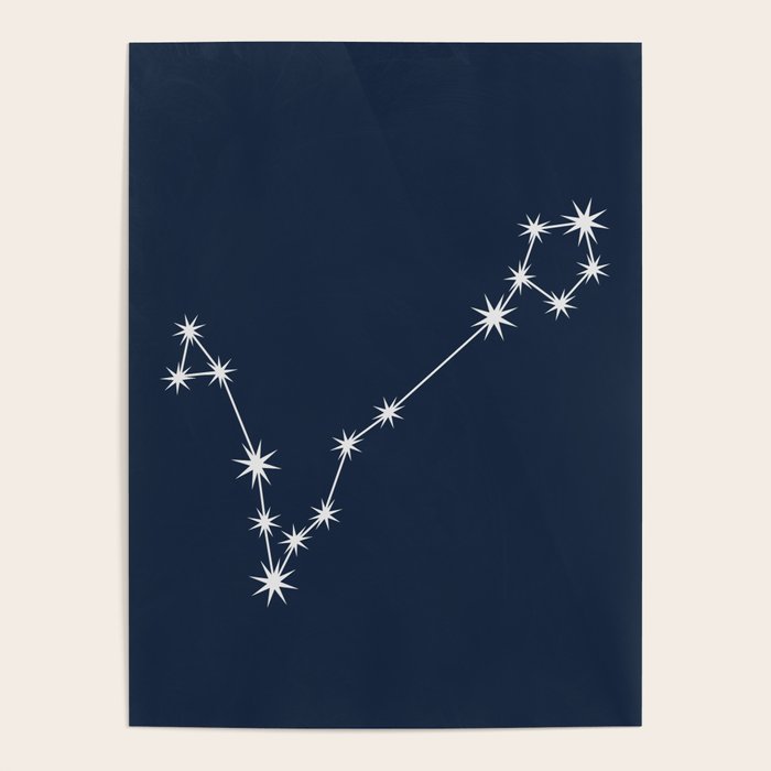 Pisces Zodiac Star Constellation Line Art Dark Blue Poster Gallery Image 4
