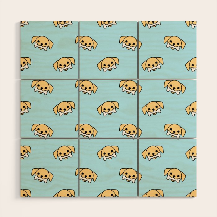 Fun dog pet cartoon pattern Wood Wall Art Gallery Image 1