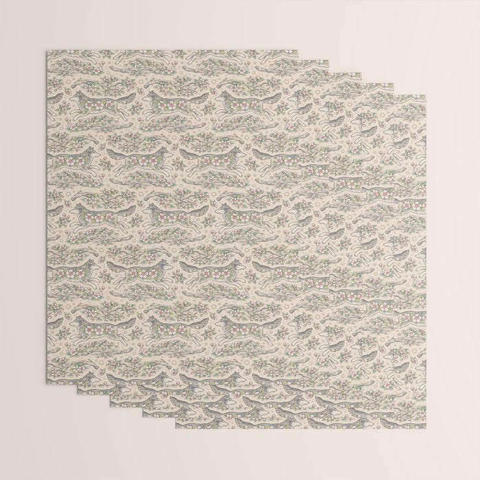 Wolf & Wild Apple Blossoms | Botanical Animal Art Wrapping Paper Gallery Image 3