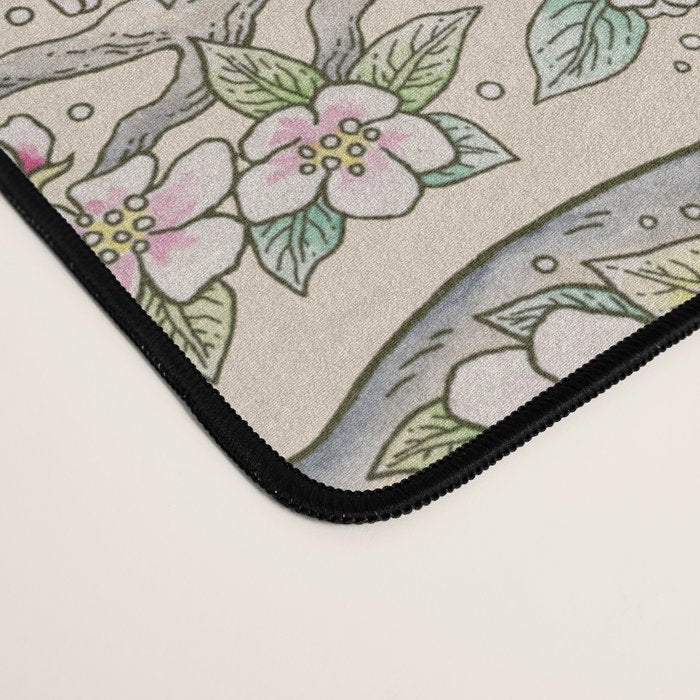 Wolf & Wild Apple Blossoms | Botanical Animal Art Desk Mat Gallery Image 4
