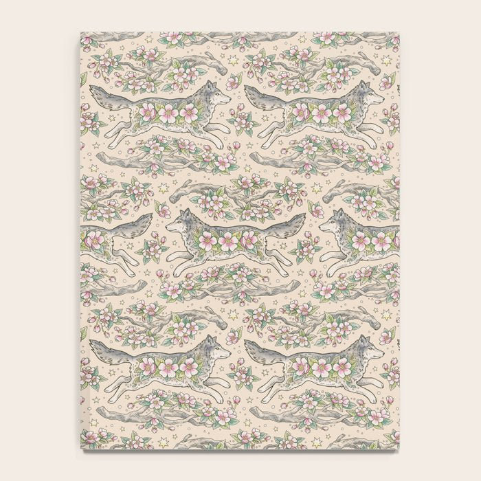 Wolf & Wild Apple Blossoms | Botanical Animal Art Notebook Gallery Image 4