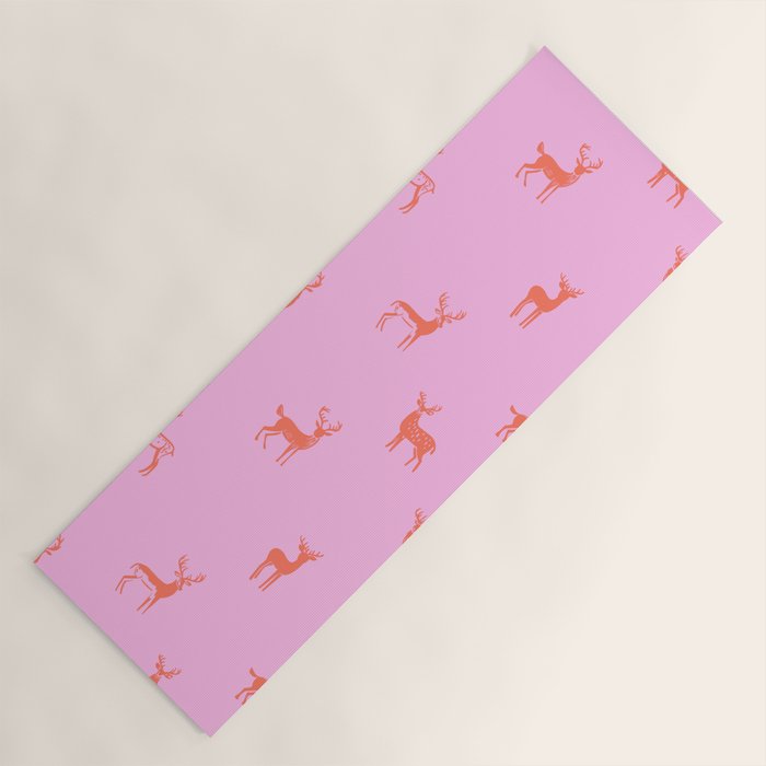 Vintage christmas deer animal pattern art Yoga Mat Gallery Image 1