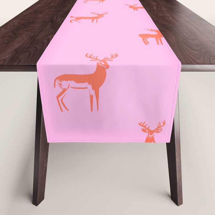 Vintage christmas deer animal pattern art Table Runner Gallery Image 1