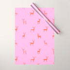 Vintage christmas deer animal pattern art Wrapping Paper Gallery Image 1
