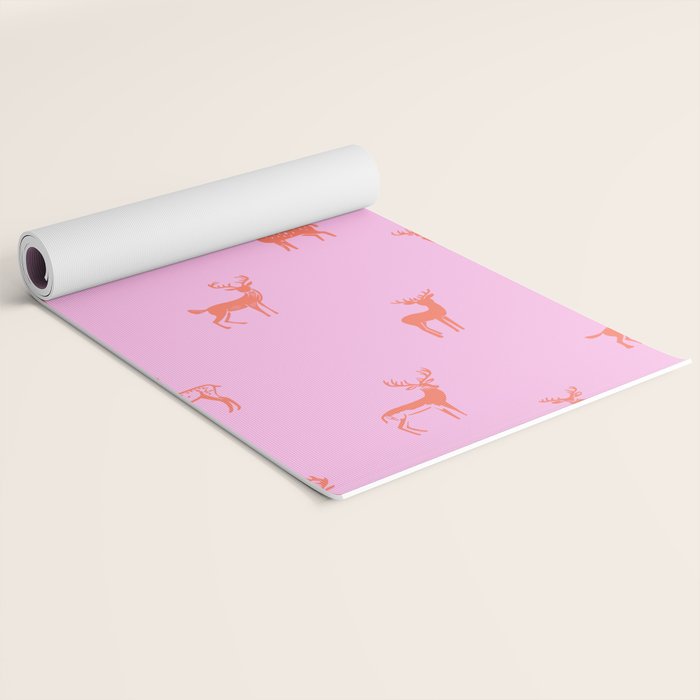 Vintage christmas deer animal pattern art Yoga Mat Gallery Image 2