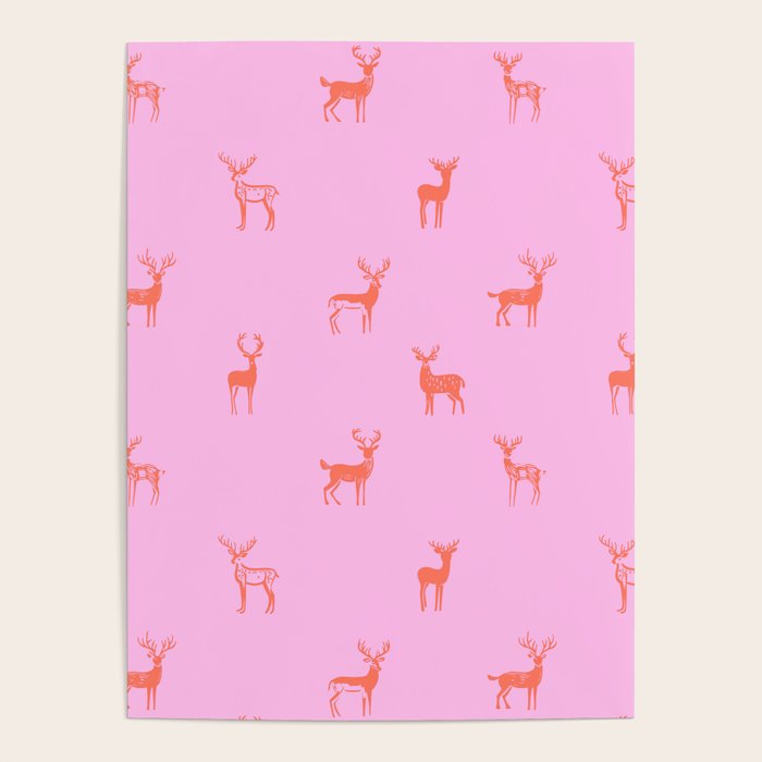 Vintage christmas deer animal pattern art Poster Gallery Image 4