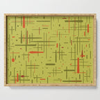 Mid-Century Modern Kinetikos Pattern in Light Avocado Lime Green and Retro Orange Serving Tray Gallery Image 1