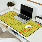 Mid-Century Modern Kinetikos Pattern in Light Avocado Lime Green and Retro Orange Desk Mat Gallery Image 2
